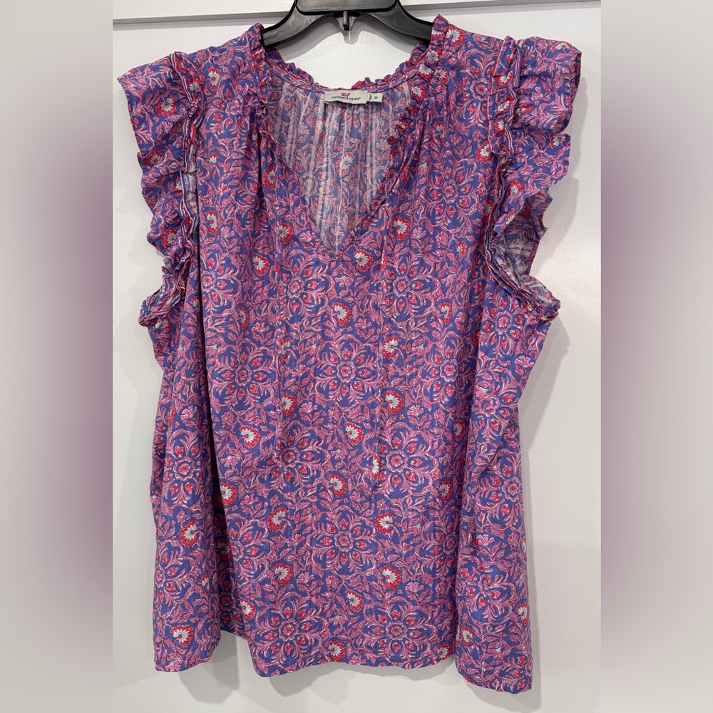 3X Vineyard Vines Adare Ruffle Top
